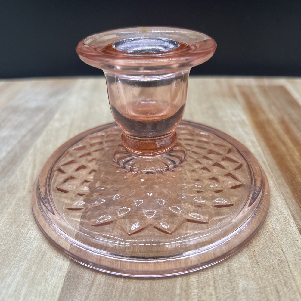 Vintage Imperial Quilted Diamond Pink Candlestick Holder (single)